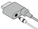 A TOSLINK cable connecting to an Xbox cable S/PDIF port