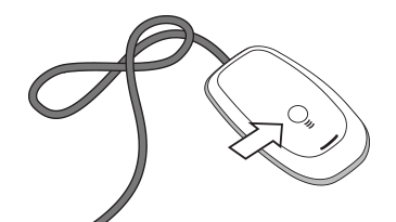 Illustrazione che mostra un ricevitore per giochi wireless Xbox 360 con una freccia puntata sul pulsante di connessione.
