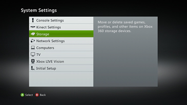 Select Storage or Memory