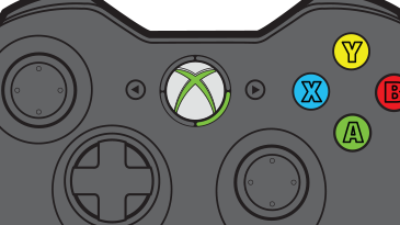 Illustrazione di un Controller wireless per Xbox 360 con un indicatore luminoso verde intorno al pulsante Guida acceso.